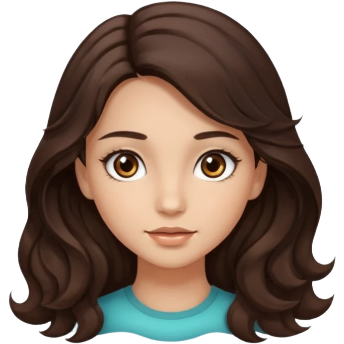 girl with wavy long dark brown hair, brown eyes, light to medium complexion, long lashes emoji