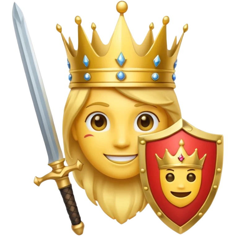 Powerful emoji with sword, shield and crown emoji