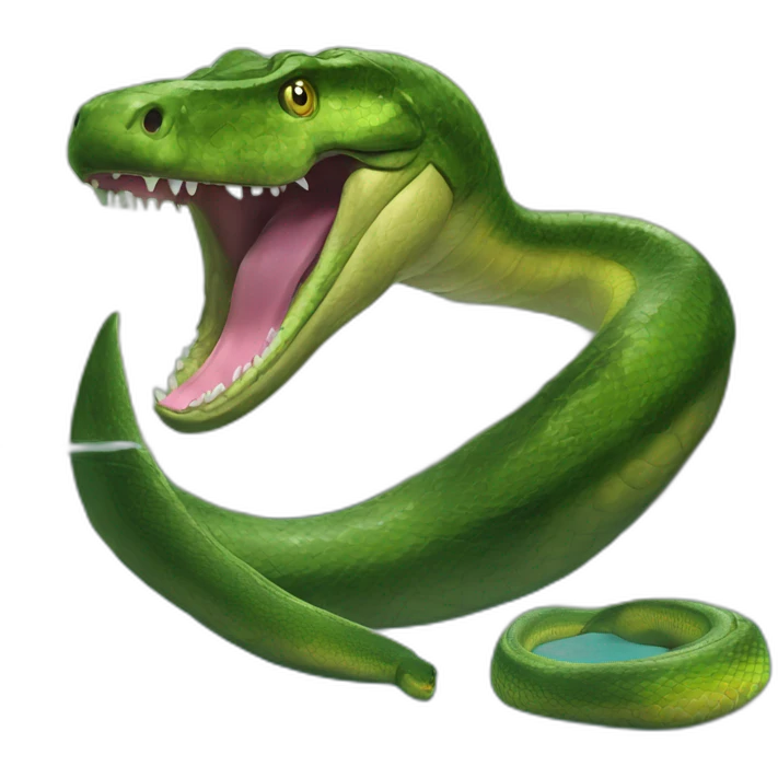 Titanoboa qui enroule un deinosuchus emoji