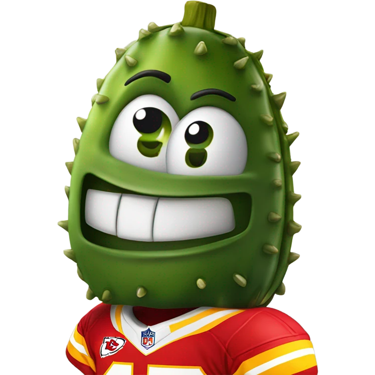 Cartoon Pickle with Kansas City Chiefs football Jersey emoji