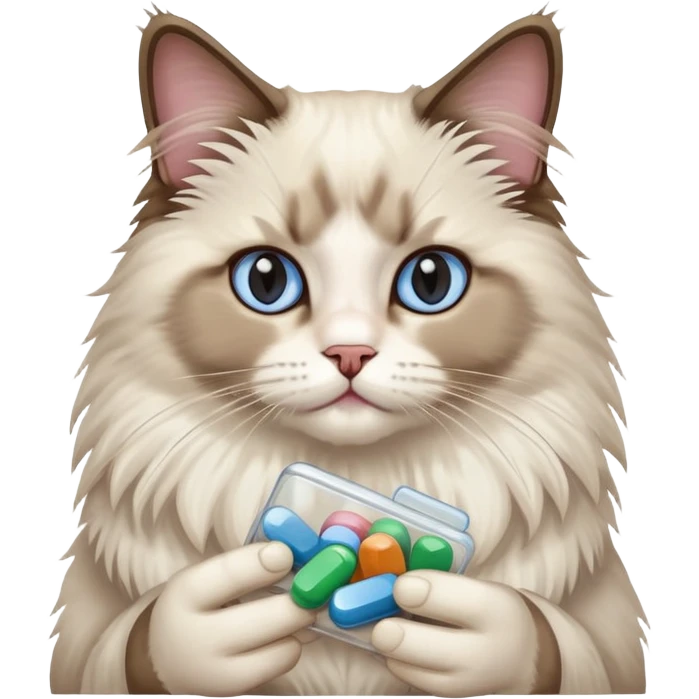 Adult ragdoll cat selling pills  emoji