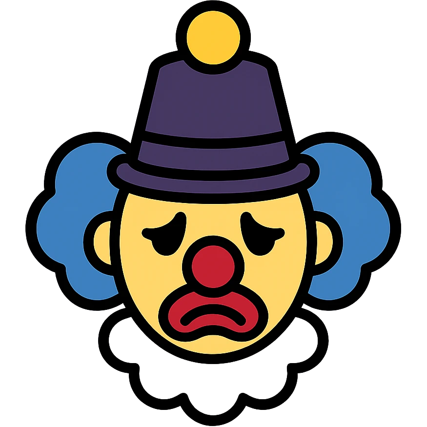 dark clown with expressive face emoji