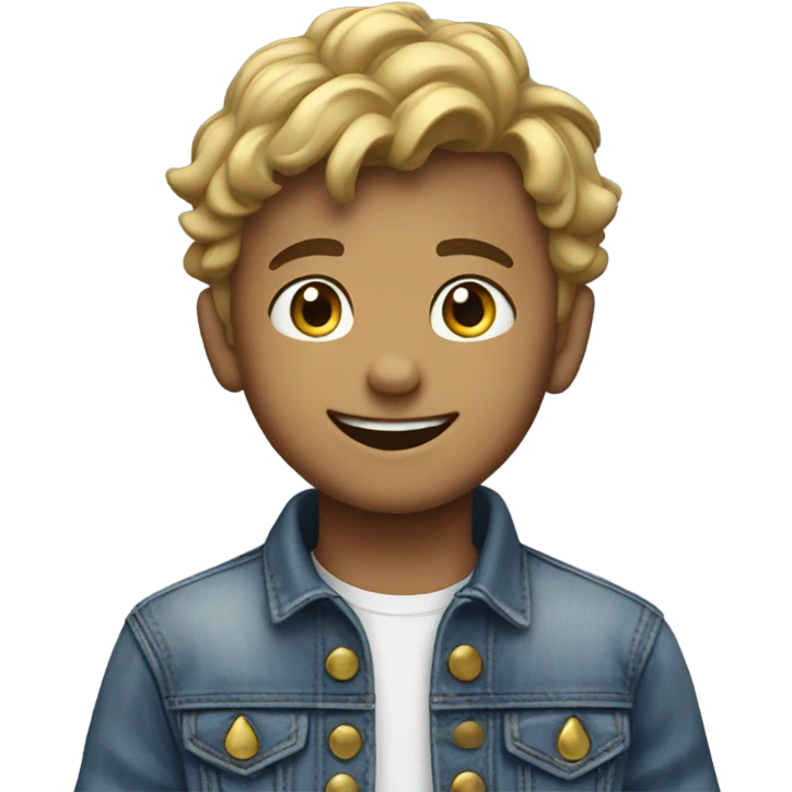 smiling boy in denim jacket emoji