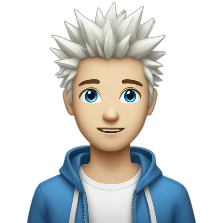 White spiky haired and blue eyed teenager  emoji