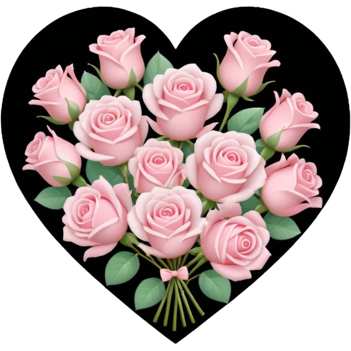 pastel roses in a heart shaped bouquet emoji