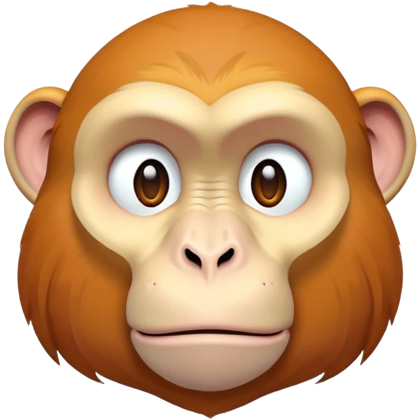 proboscis monkey face, floating, neutral expression, equal lighting, soft light, color corrected, sharp emoji