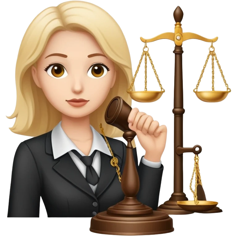 female notary with justice scale and stamp, phoning with another woman emoji
