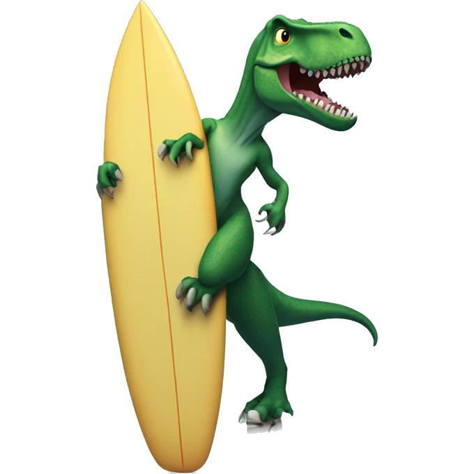 T-rex in a surfboard emoji