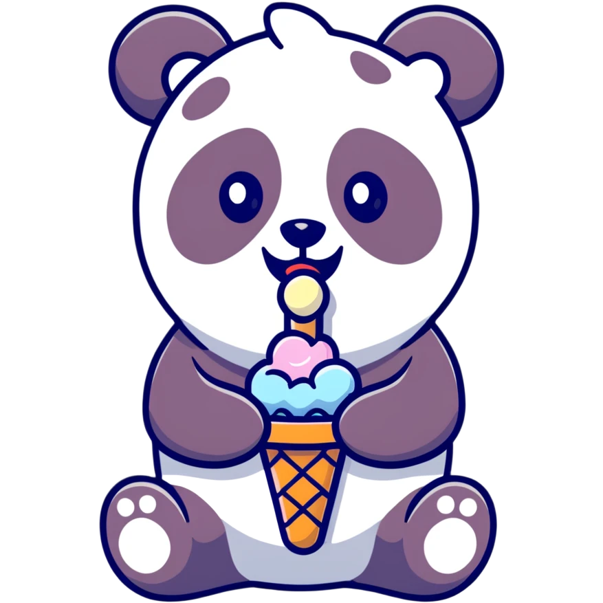 Panda eating ice cream emoji