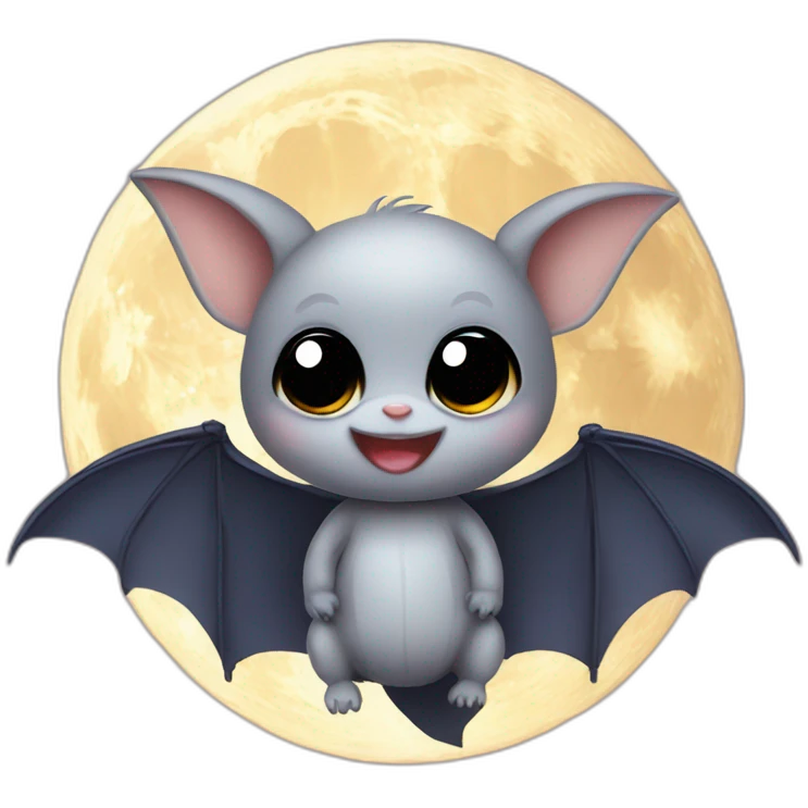 baby bat wings in front of moon emoji