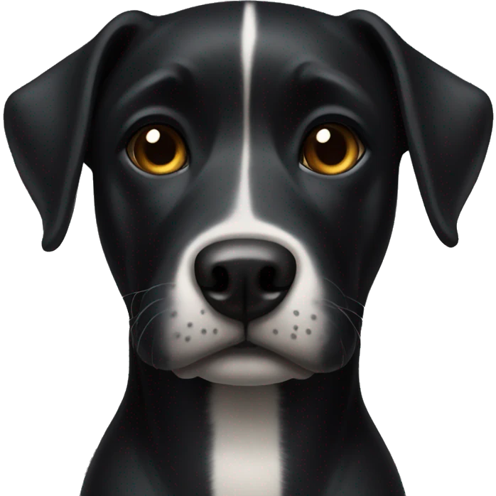 Black medium dog with a little bit off white on his chest emoji