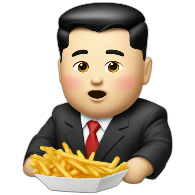 Kim jong un eating mcdonalds french fries emoji