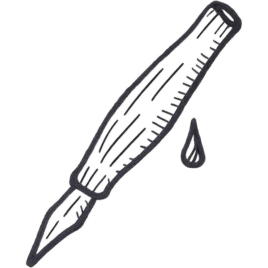 Make this reed pen with ink drop look ancient, as if from Jesus' time, rustic and hand-carved, no background. emoji