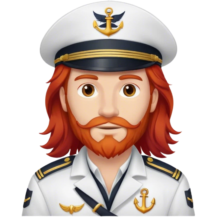 a male boat captain with long red hair no beard or mustache emoji
