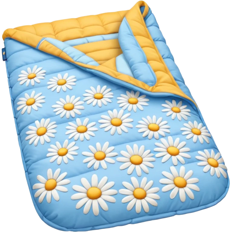 Light blue sleeping bag with daise emoji