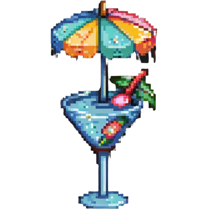 Colorful cocktail with umbrella emoji