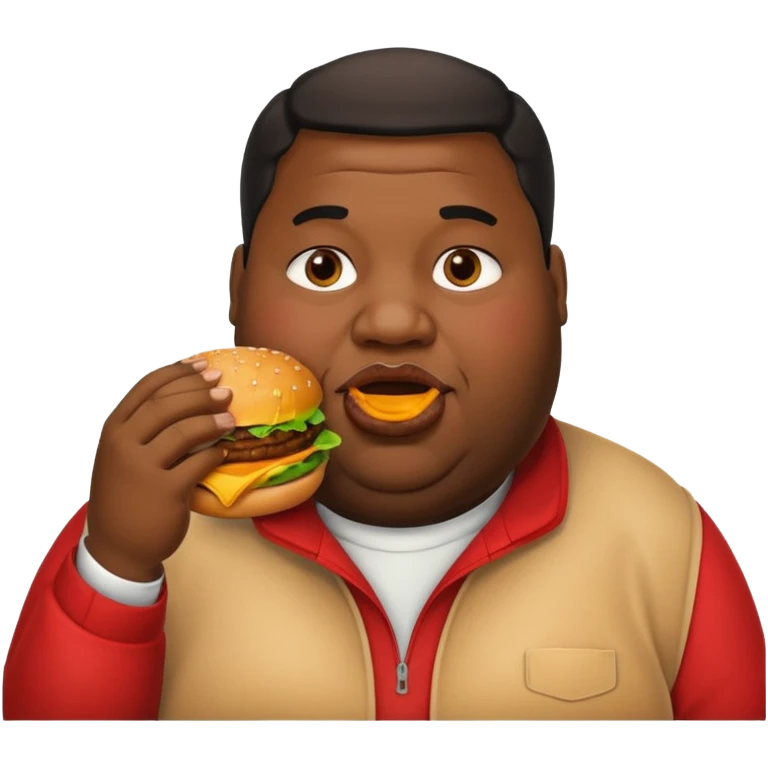 Fat black man eating burger emoji