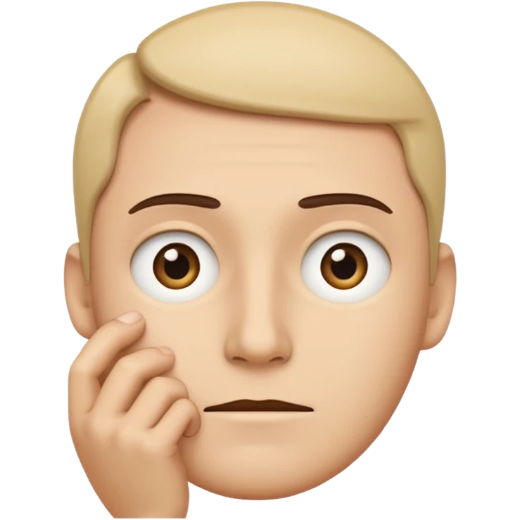 1. Overthinking
Minimalist flat emoji face, hand on chin simplified for small size, eyes looking sideways, subtle worried expression, thin 2px outline, rounded corners, soft flat colors, modern mobile UI style, centered, 1:1 ratio, high-resolution, transparent background emoji