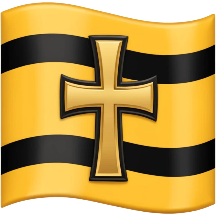 Each flag features a gold cross symbol, likely a Coptic cross, on a black and yellow background with horizontal stripes. 
 emoji