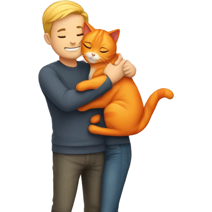 couple hugging with a orange cat  emoji