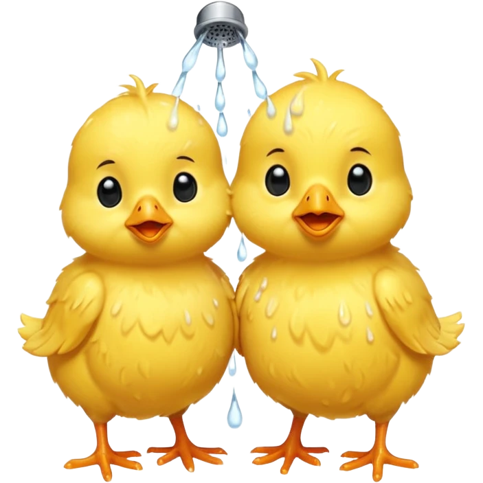 Two baby chicks showering emoji