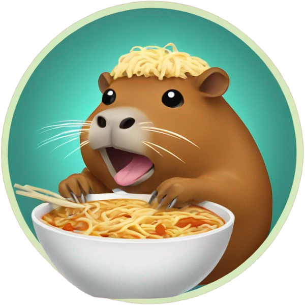 2d Cartoon Capybara eating Ramen emoji