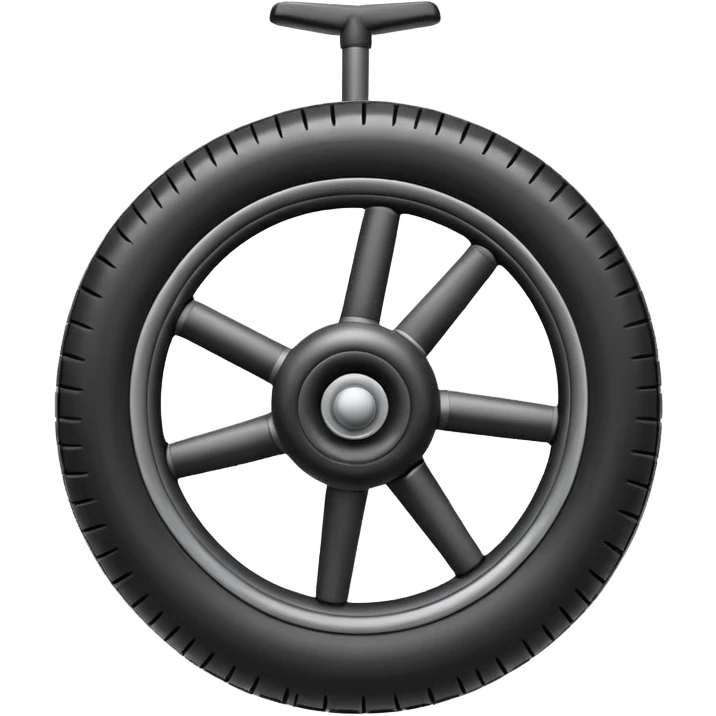 Emoji-style airplane landing gear with a single inflated, puffy wheel and a strut, cartoon-like, 3D, soft rounded shapes, clean lines, isolated on white background, minimal shading, emoji aesthetic emoji