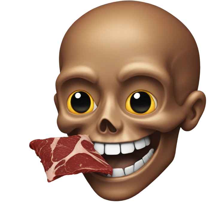 Skull emoji eating beef jerky  emoji