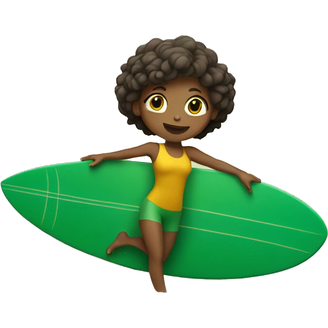 Yoga girl surfing green and gold emoji