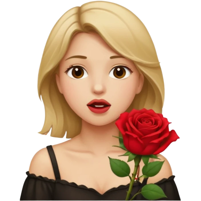 ash Trevino is a fat girl with dirty blonde hair and has a rose in her hand , really fat and a moaning face emoji