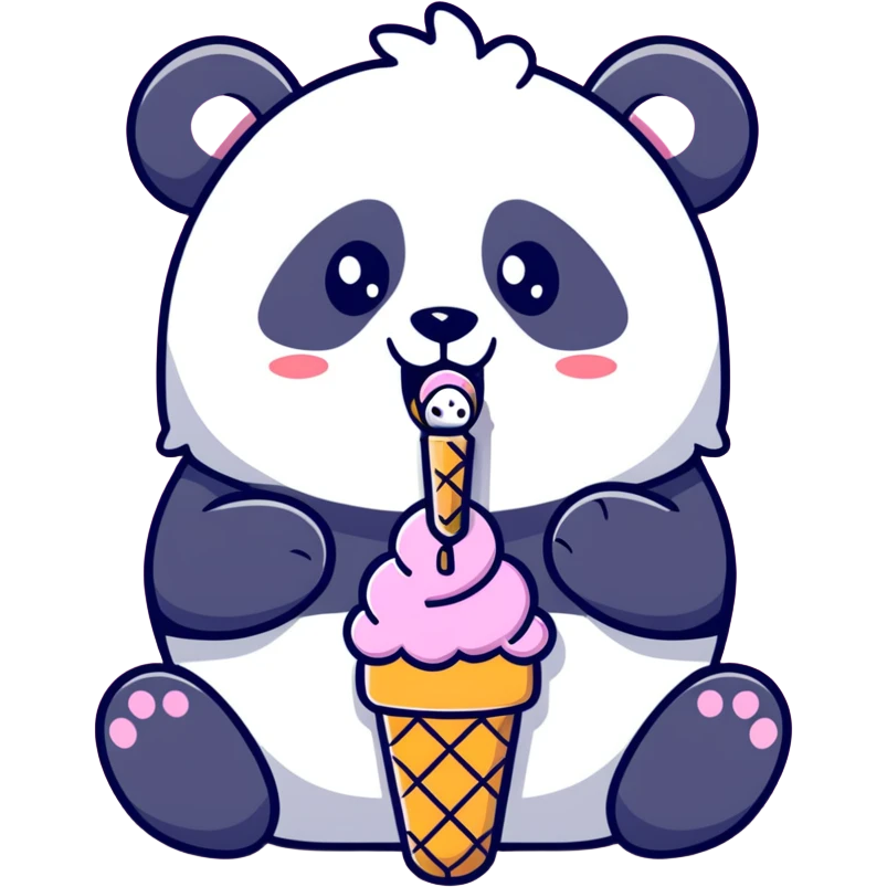 Panda eating ice cream emoji