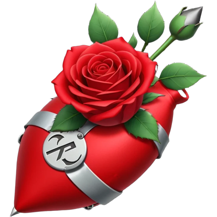 Deep red (#7A0F1E) no gradients, transparent background, high contrast, clean gothic aesthetic, designed to be readable at 128x129px a red rose wrapped around a bomb emoji