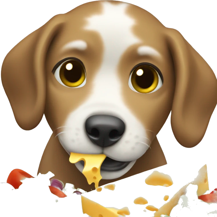 Cute dog eating a cheese salad emoji