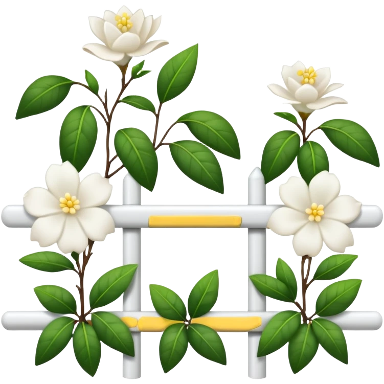 White fence with white gardenias on it emoji