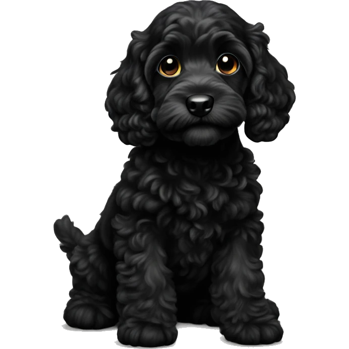 Black cockapoo puppy dog black emoji