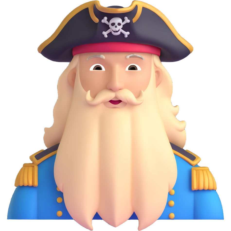pirate captain with tricorn hat and beard emoji