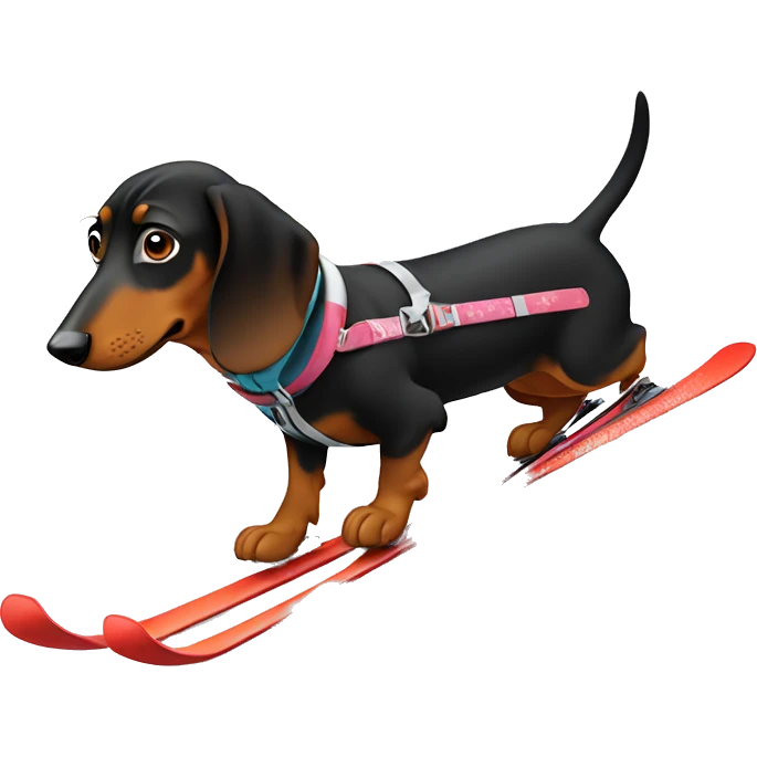 Daschund skiing emoji