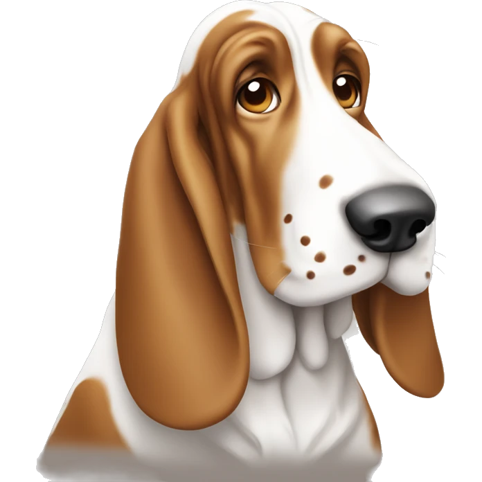 cute white basset hound dog with light brown spots emoji