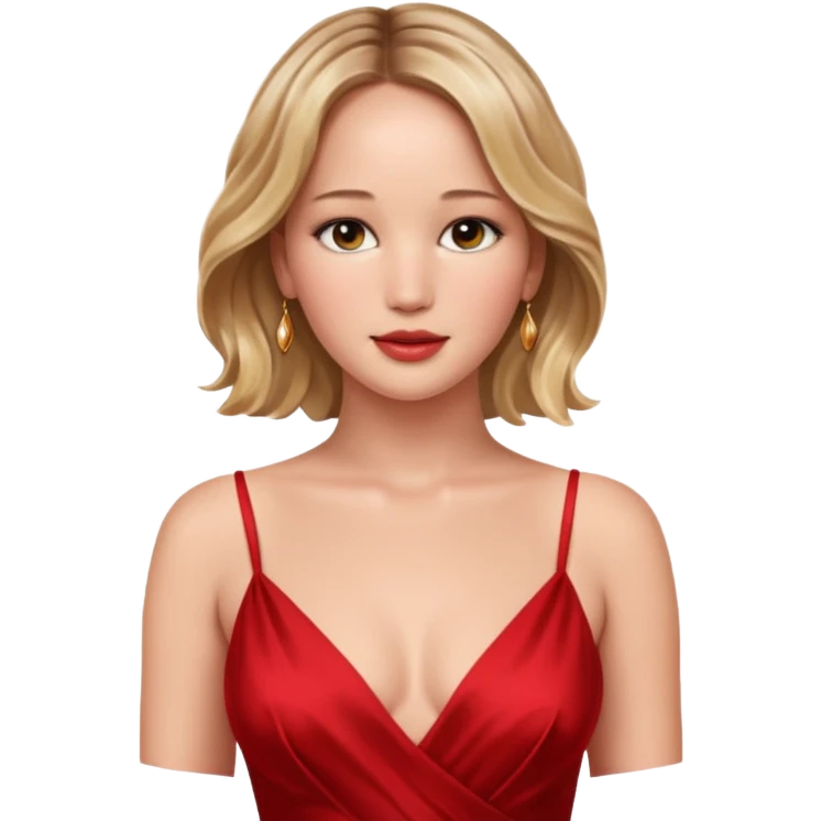 Jennifer Lawrence, in a red dress emoji