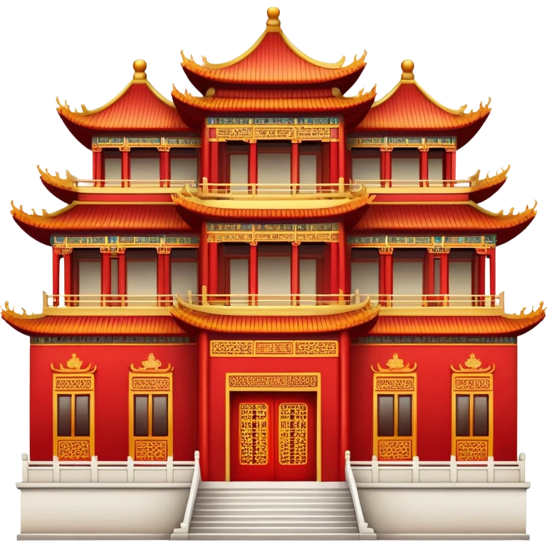Chinese palace facade emoji, simplified architectural icon like the western building emoji emoji