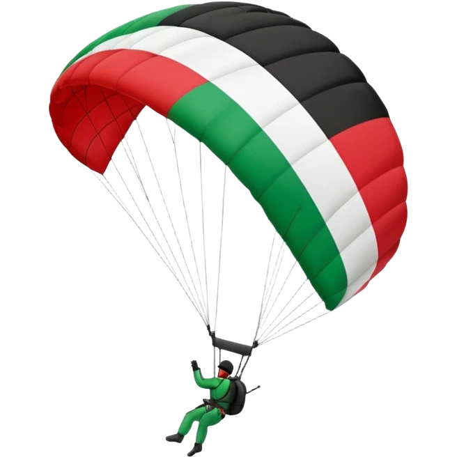 a palestinian flag with a paraglider, respect scrupulously the correct shapes and colours of the flag emoji
