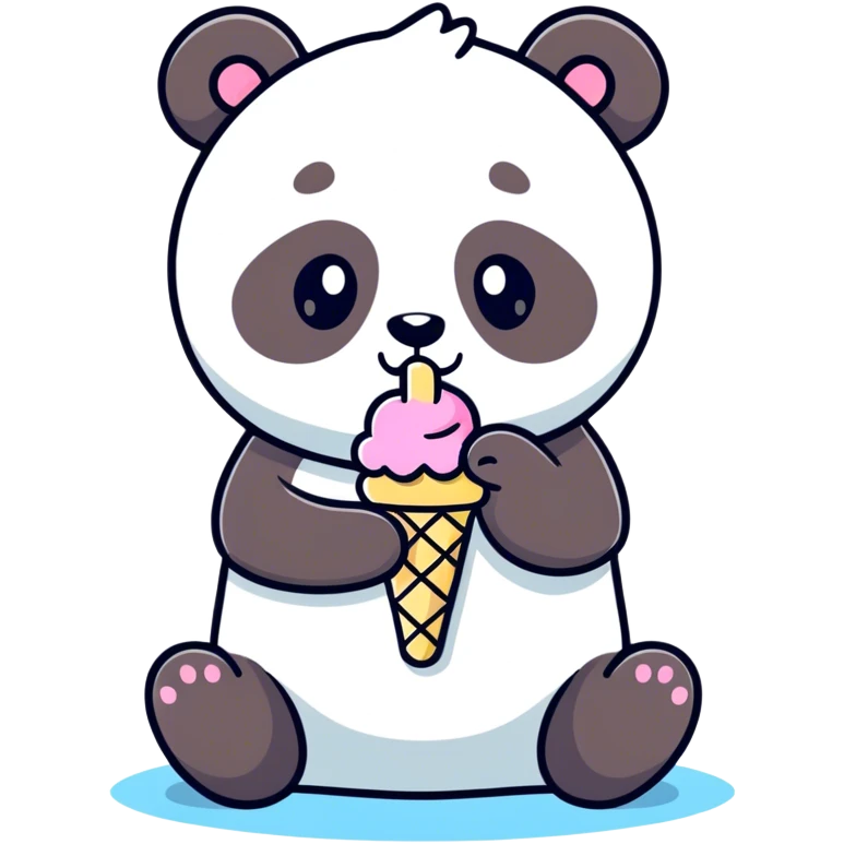 Panda eating ice cream emoji