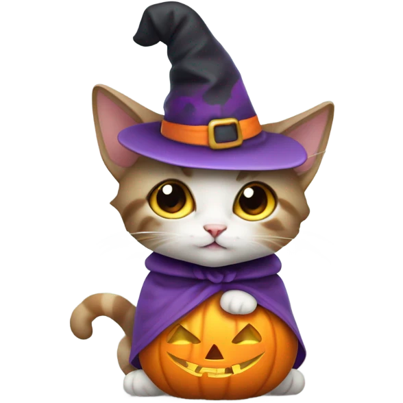 kitten in halloween costume emoji