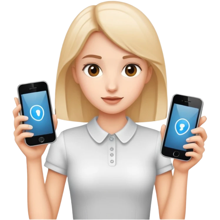 Two phones and one girl emoji