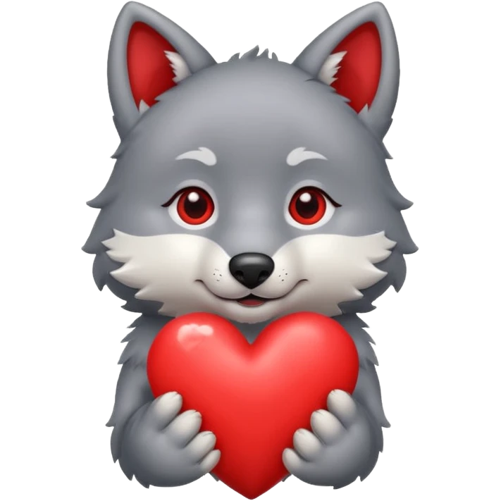cute wolf holding heart emoji