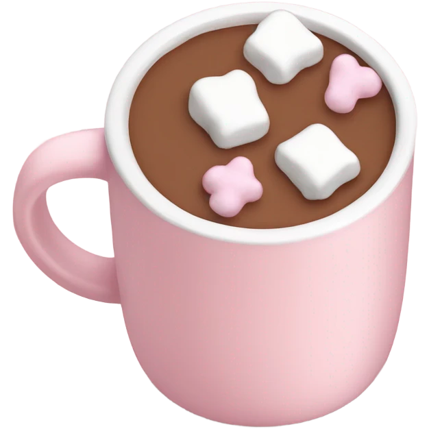 Light Pink mug of hot chocolate with marshmallows  emoji