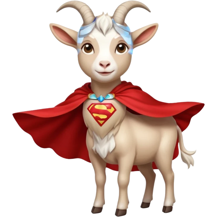 white female goat wearing a read cape like superman emoji