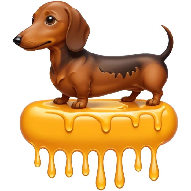 A Dachshund inside the glue emoji