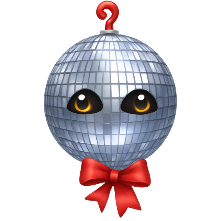 disco ball with red bow on the top  emoji