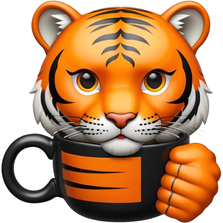 tiger face holding coffee mug for Twitch emote emoji